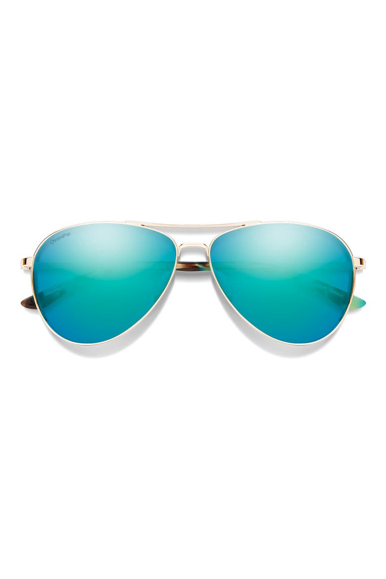 Langley II 61mm ChromaPop™ Polarized Aviator Sunglasses, Main, color, GOLD / CHROMAPOP OPAL MIRROR