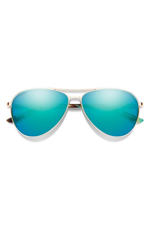 Smith Langley Ii 61mm Chromapop™ Polarized Aviator Sunglasses In Gold/chromapop Opal Mirror