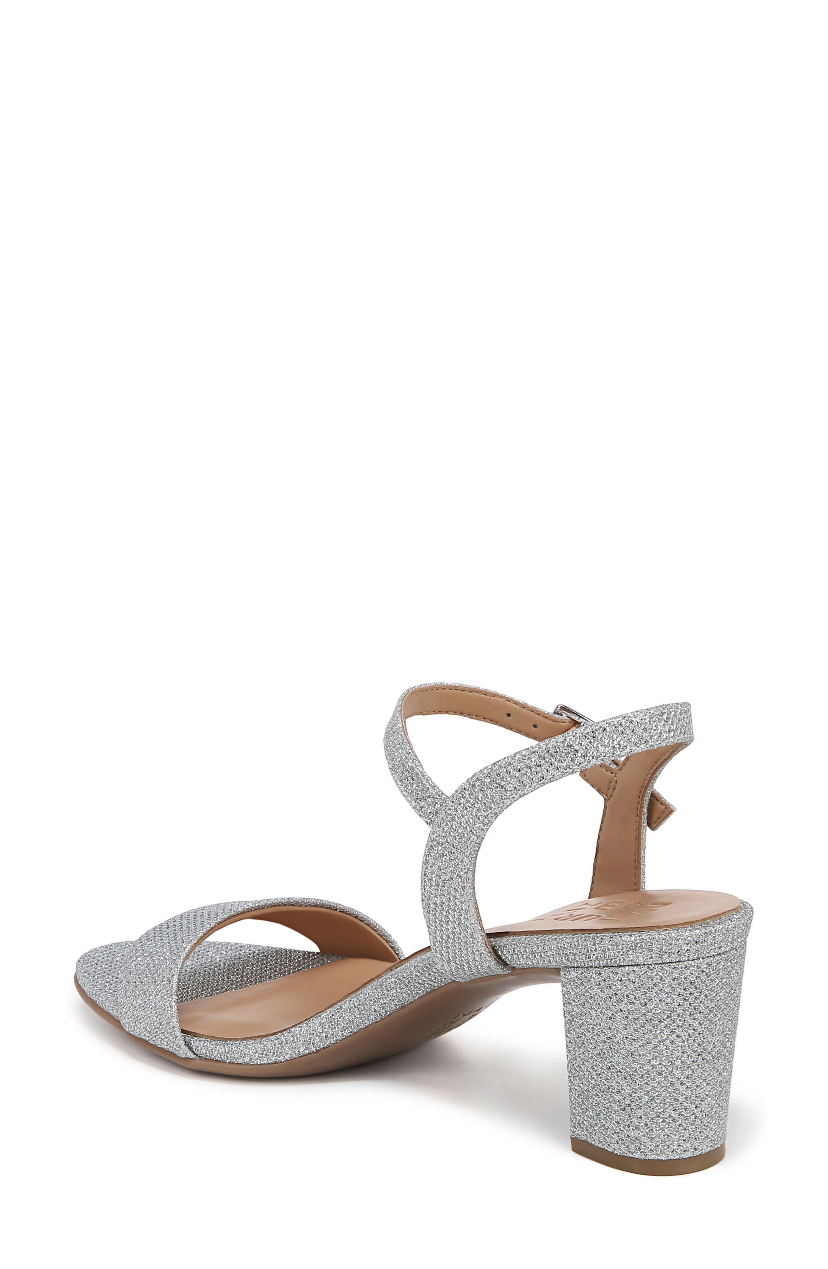 Naturalizer Bristol Block Heel Ankle Strap Sandal, Alternate, color, Silver