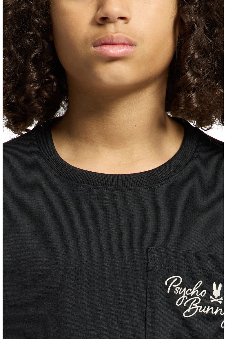 Kids' Embroidered Pima Cotton Pocket T-Shirt, Alternate, color, BLACK