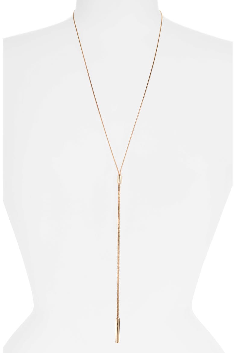 Halogen® Faceted Snake Chain Y-Necklace, Main, color, GOLD