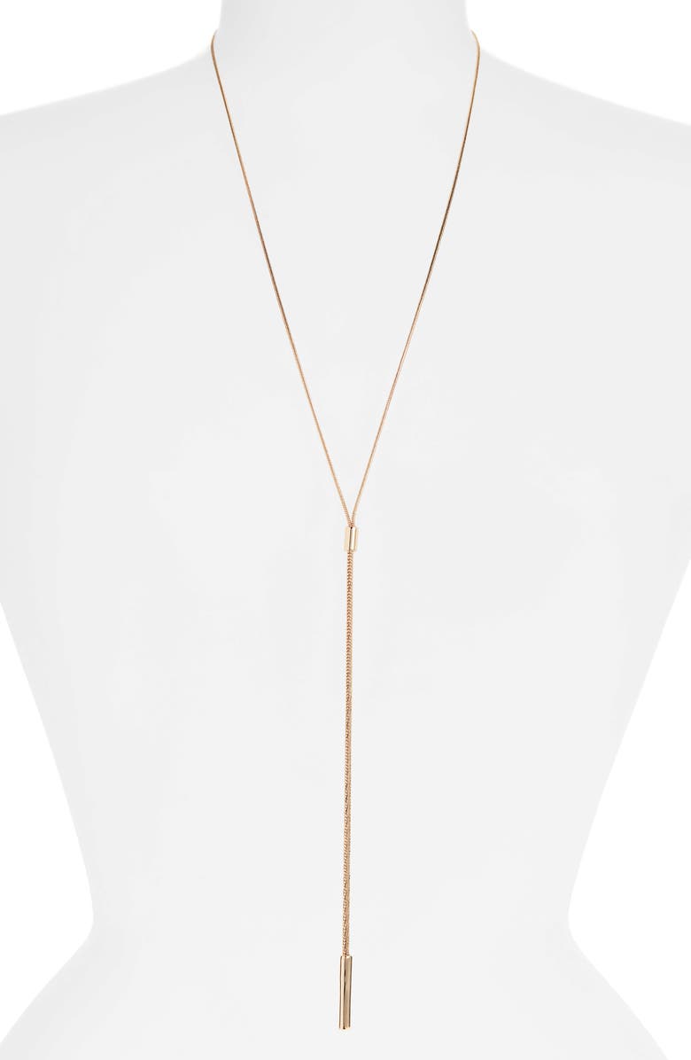 Nordstrom Halogen<sup>®</sup> Faceted Snake Chain Y-Necklace, Main, color, Gold