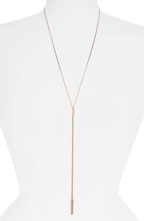 Halogen® Faceted Snake Chain Y-Necklace