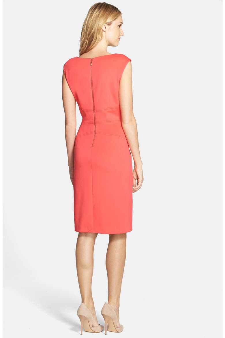 Embellished Scuba Sheath Dress, Alternate, color, CORAL