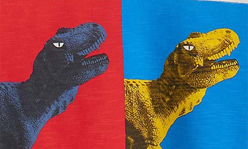 Hatley Kids' Dinosaur Colorblock Cotton Graphic T-shirt In Red