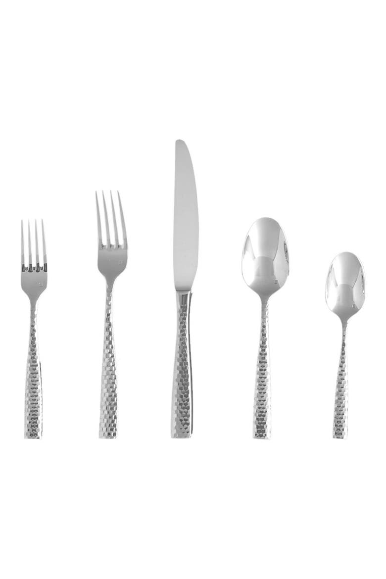 Lucca Faceted 20-Piece Flatware set, Alternate, color, SILVER