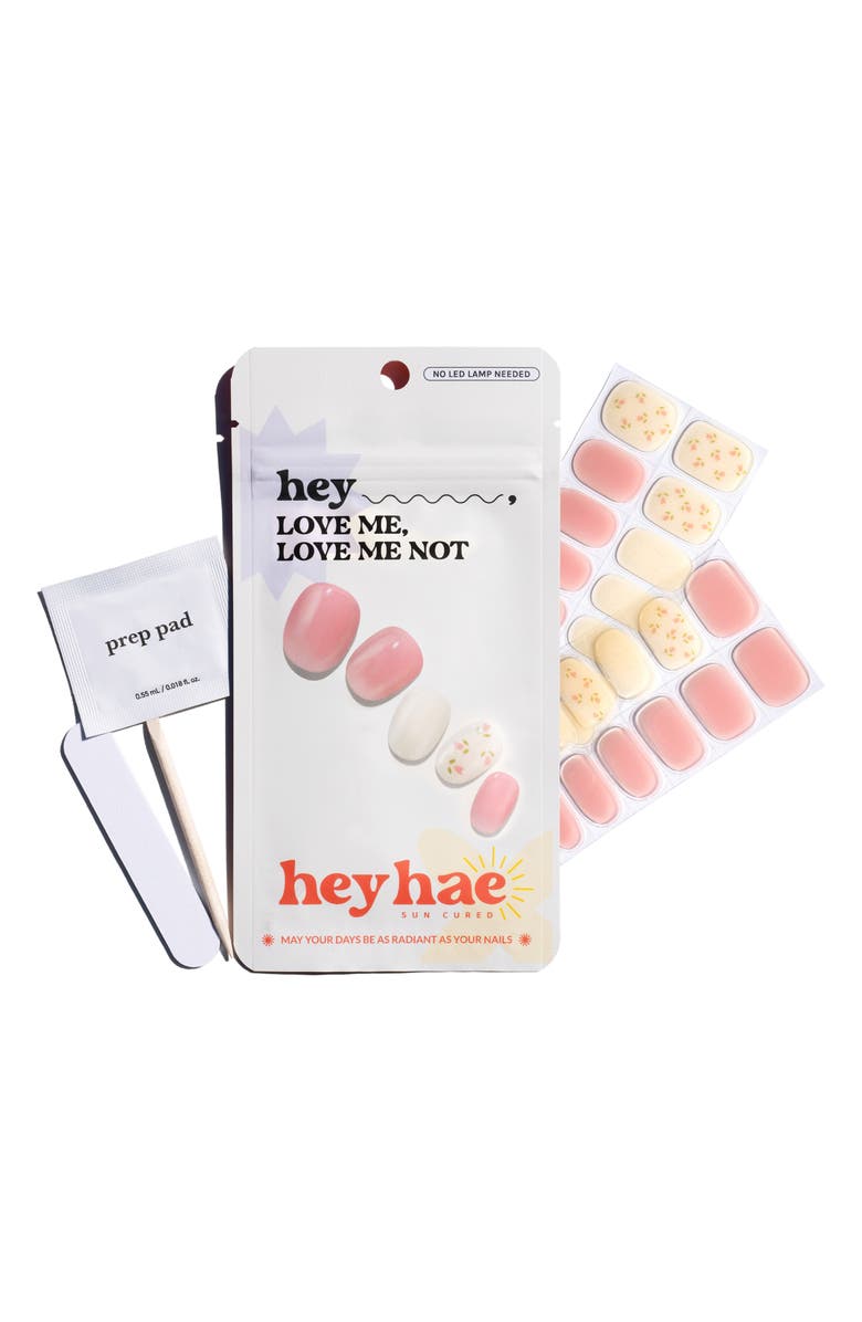 heyhae Hey, Love Me Love Me Not Sun-Cured Gel Nail Strips, Main, color, Pink White