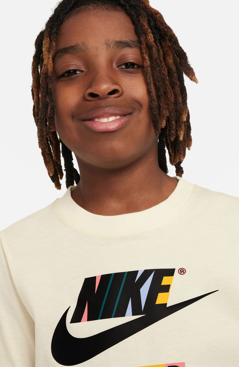Nike Kids' Graphic Print Crew T-Shirt, Alternate, color, Coconut Milk