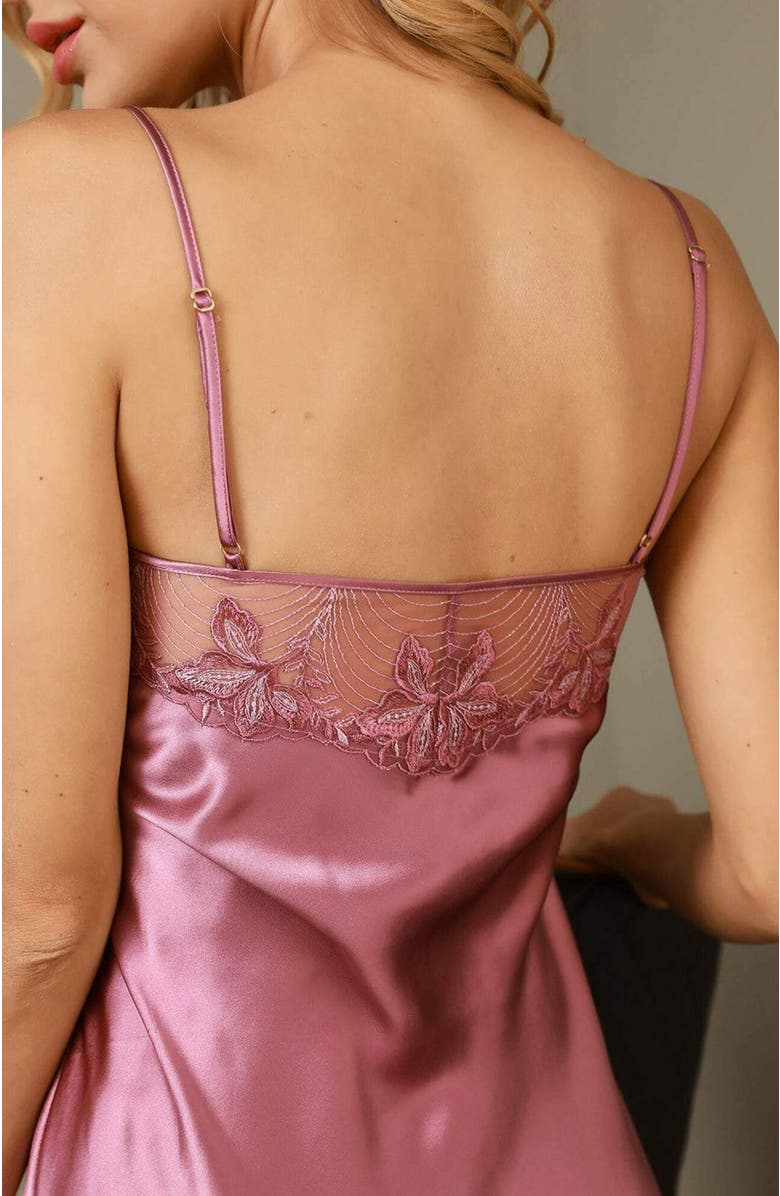 SILKSILKY Pure Silk Sexy Lace Neck Slip Dresses, Alternate, color, 