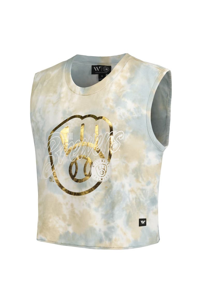 Women's The Wild Collective White Milwaukee Brewers Washed Muscle Tank Top, Alternate, color, White