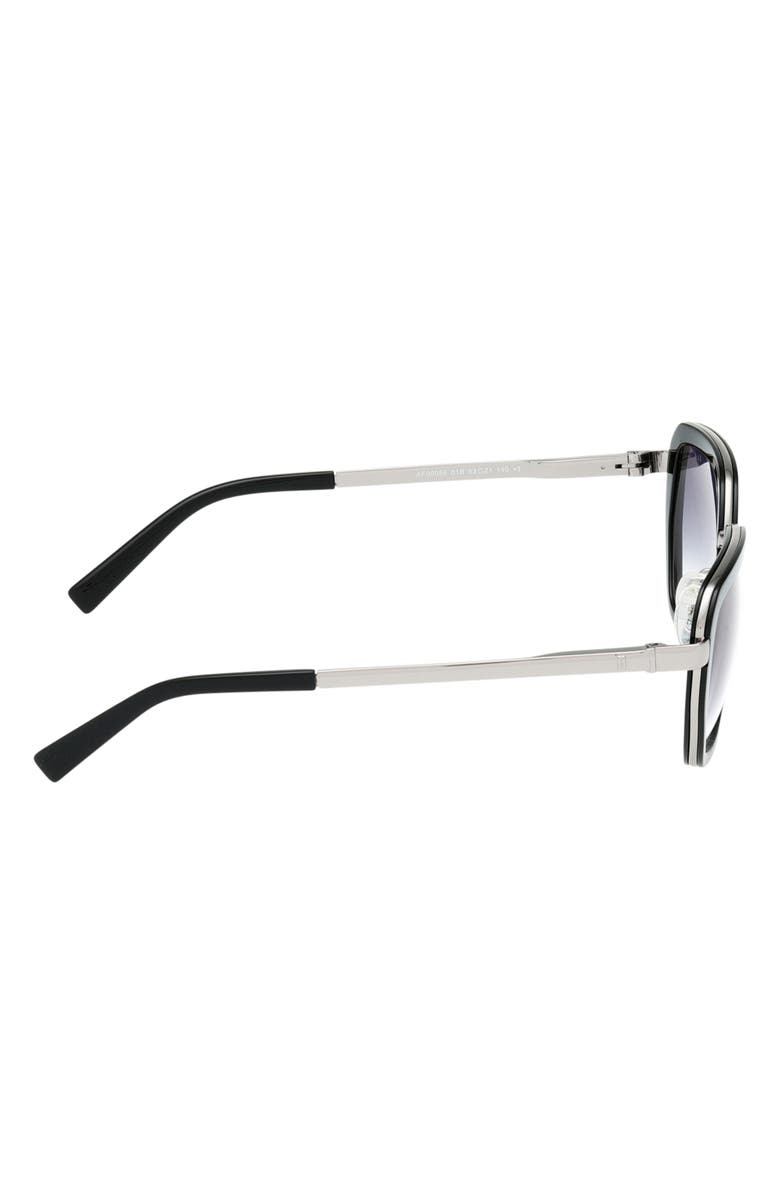 ABERCROMBIE & FITCH 53mm Gradient Geometric Sunglasses, Alternate, color, Shiny Black / Gradient Smoke