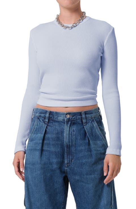 Pilar Long Sleeve Recycled Cotton Waffle Knit T-Shirt