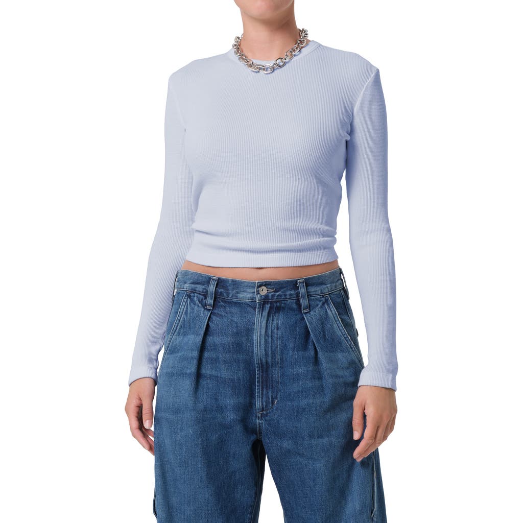 Citizen Of Humanity Citizens Of Humanity Pilar Long Sleeve Recycled Cotton Waffle Knit T-shirt In Blue