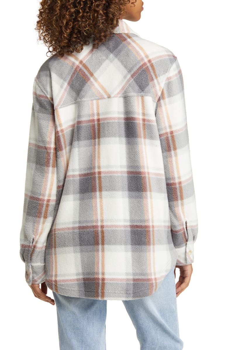Thread & Supply Plaid Polar Fleece Shacket, Alternate, color, Grey Taupe Pink Plaid
