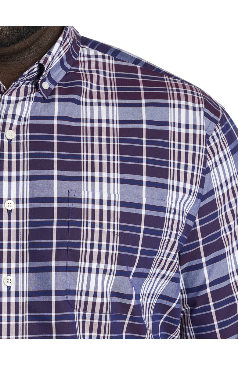 Oak Hill by DXL Big & Tall Large Plaid Sport Shirt, Alternate, color, Burgundy