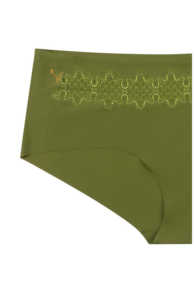 Soft Seamless Briefs with Lace, Alternate, color, TERRARIUM MOSS