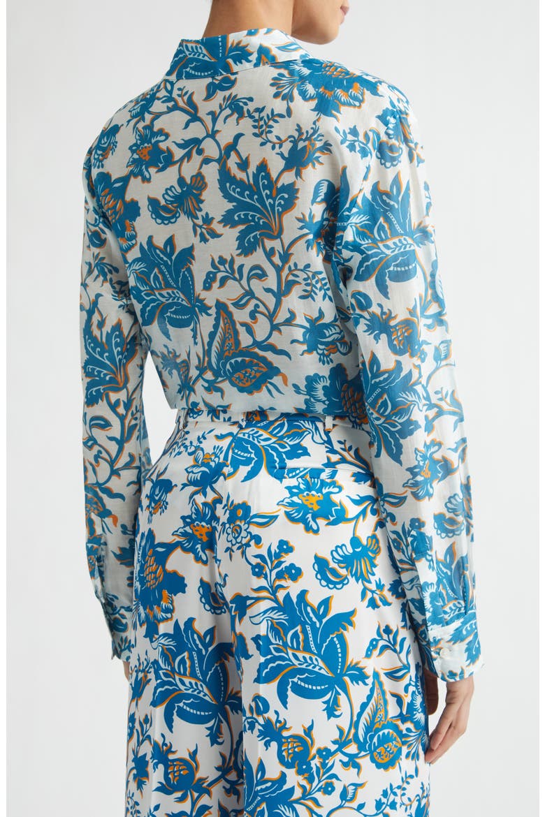 Floral Paisley Cotton & Silk Button-Up Shirt, Alternate, color, PRINT ON WHITE BASE