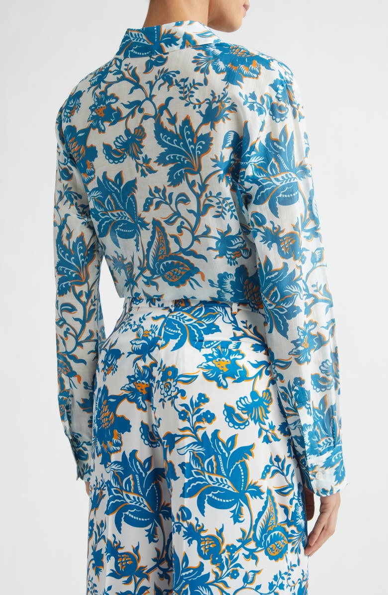 Etro Floral Paisley Cotton & Silk Button-Up Shirt, Alternate, color, Print On White Base