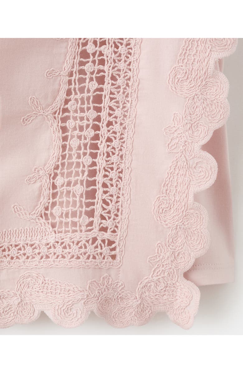 MANGO Embroidered Scalloped Trim Crop Cotton Blend Top, Alternate, color, Pastel Pink