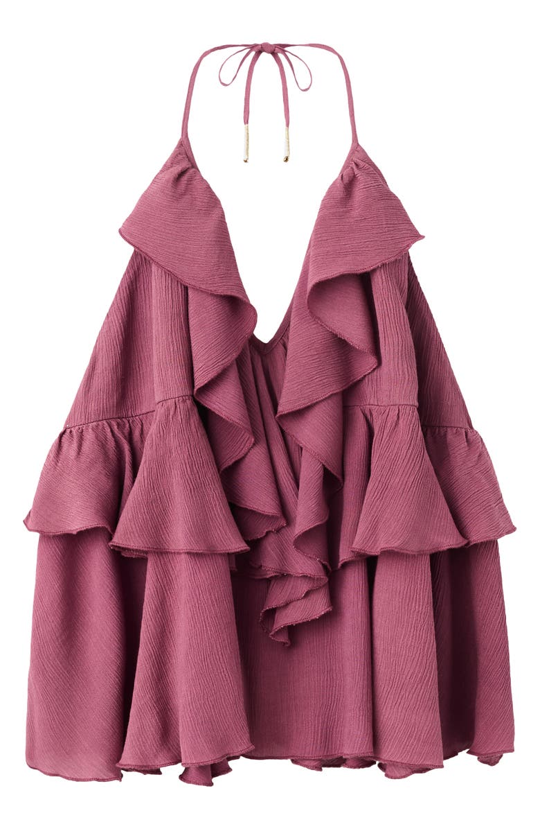 MANGO TEEN Ruffle Halter Top, Alternate, color, Pastel Pink