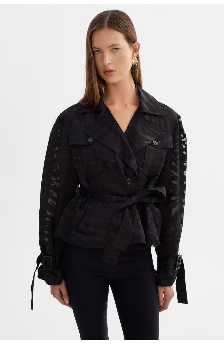 LAMARQUE Markeesa | Sheer Zebra Trench Jacket, Alternate, color, Bkzb