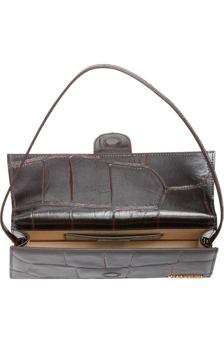Jacquemus Le Bambino Croc Embossed Leather Shoulder Bag, Alternate, color, Dark Brown 880