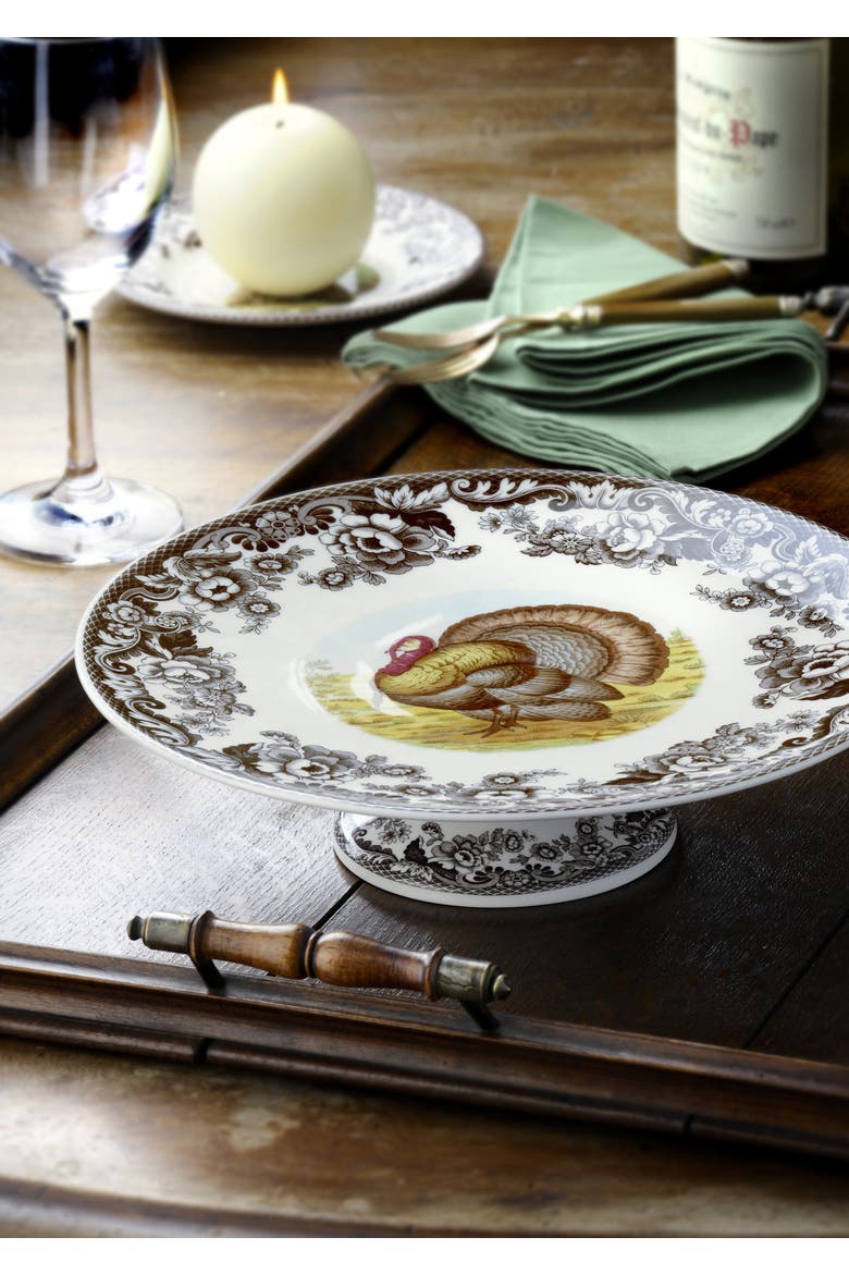 Woodland Turkey Footed 10.5" Cake Plate, Alternate, color, Brown