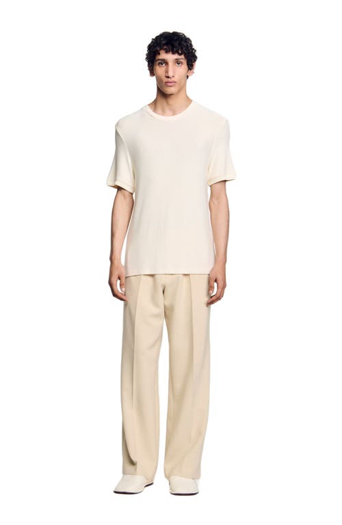 Sandro Round Neck T-shirt In Ivory.