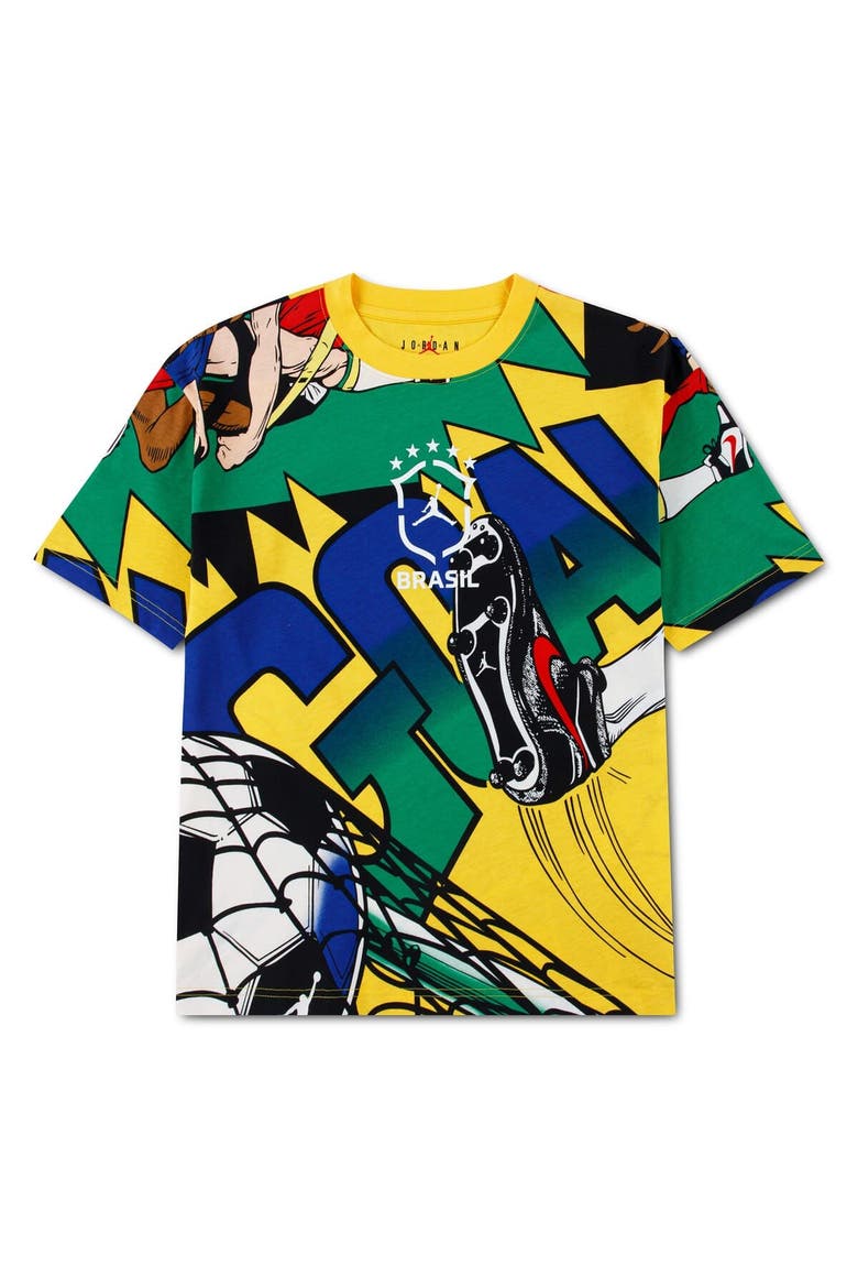 Youth Jordan Brand Yellow Brazil National Team Boxy Goal T-Shirt, Alternate, color, Yellow