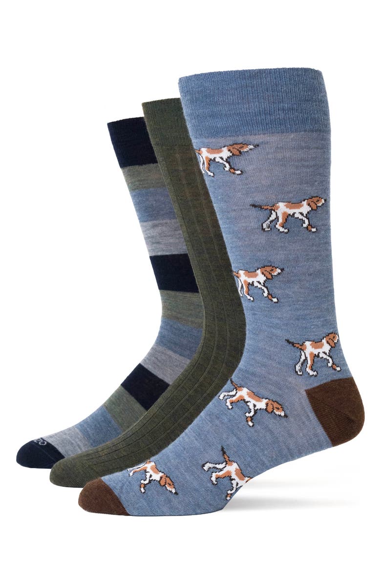 Lorenzo Uomo Assorted 3-Pack Wool Blend Crew Socks, Main, color,