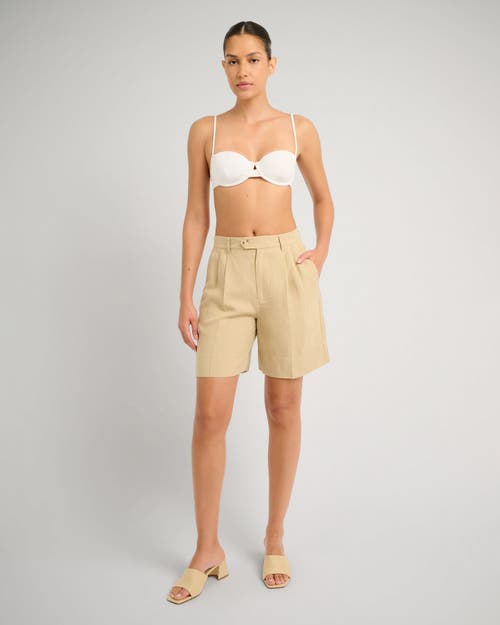 Onia Air Linen Pleated Bermuda Short In Neutral
