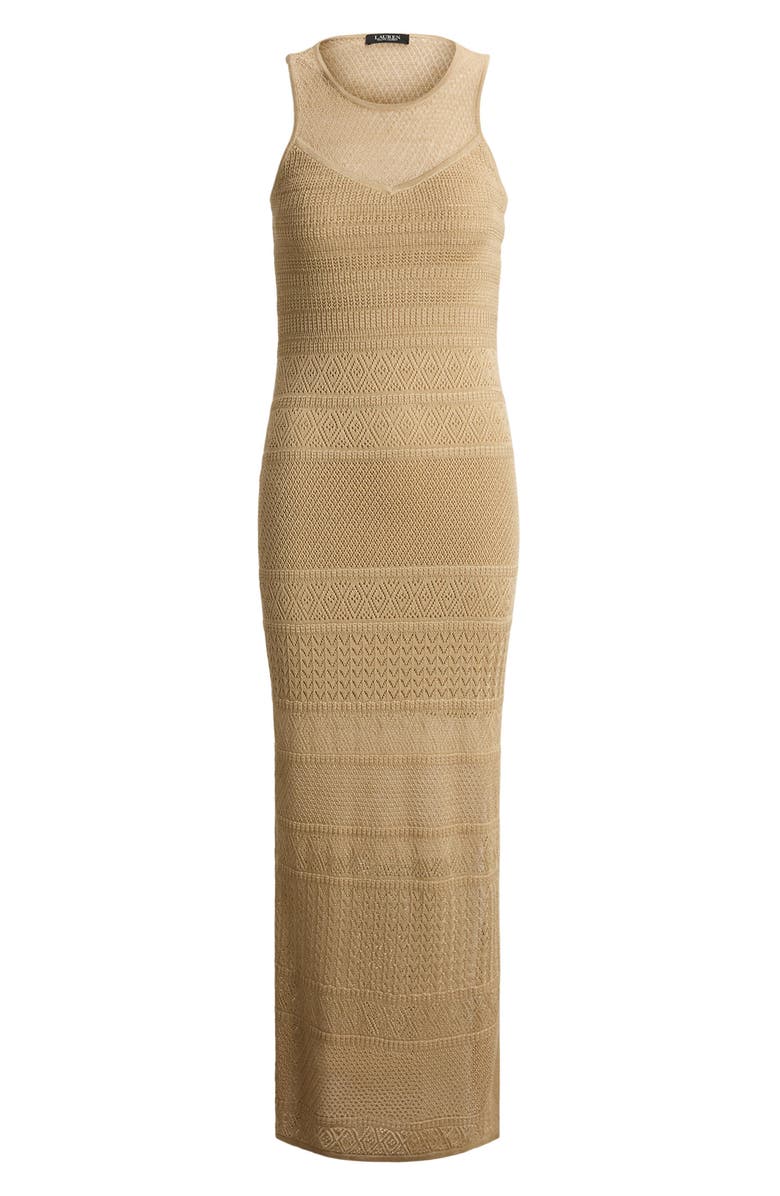 Lauren Ralph Lauren Pointelle Sleeveless Maxi Dress, Alternate, color, Birch Beige/ Multi