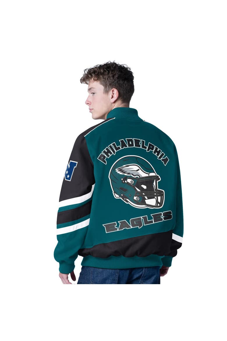 Men's G-III Sports by Carl Banks Midnight Green Philadelphia Eagles Prime Time Full-Zip Racing Jacket, Alternate, color, Green