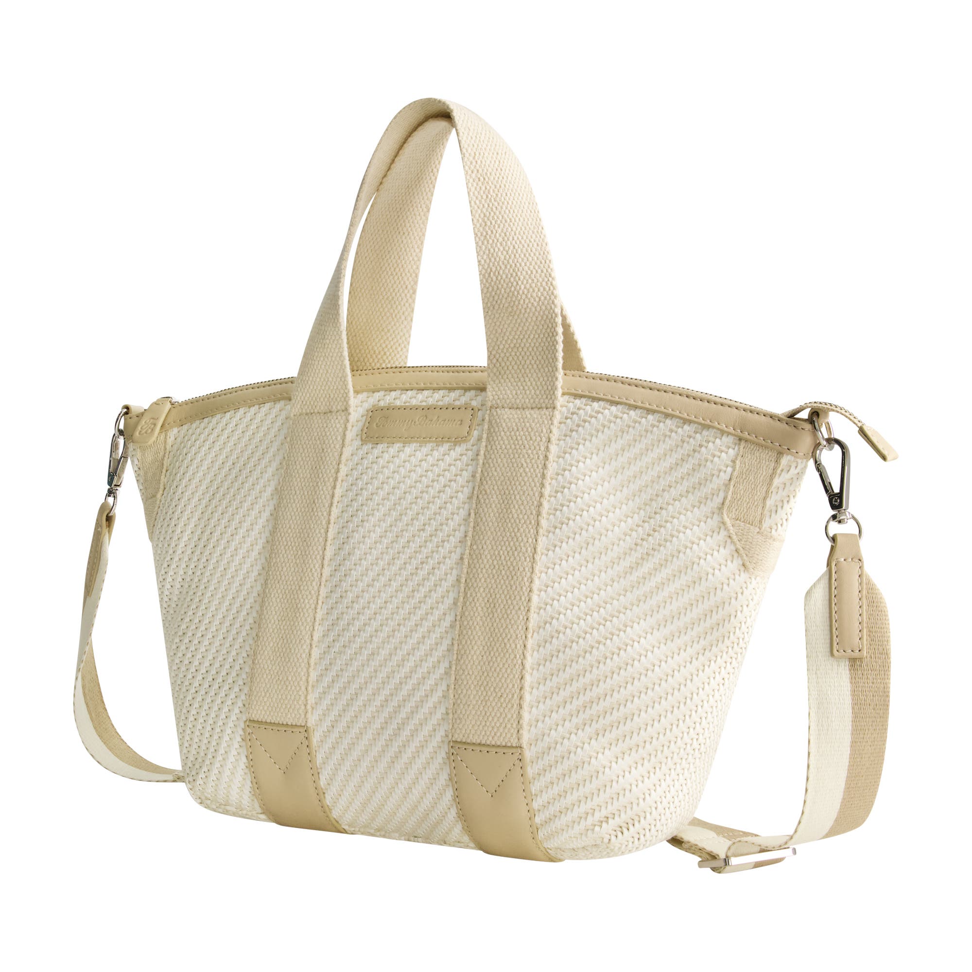 Tommy Bahama Soft Woven Zip-Top Tote, Alternate, color, Tan/White