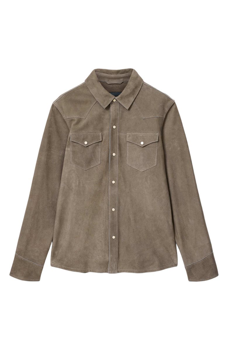 John Varvatos Sage Suede Shirt Jacket, Alternate, color, Haze Grey