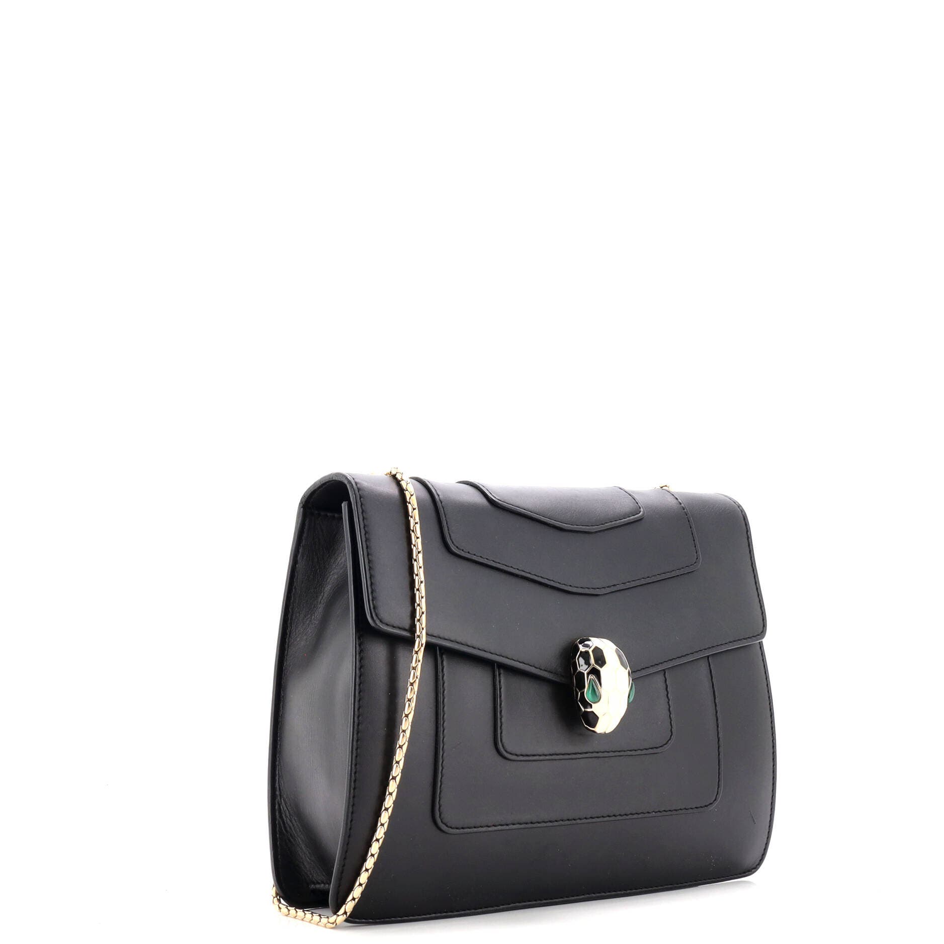 Serpenti Forever Square Shoulder Bag Leather Medium, Alternate, color, Black