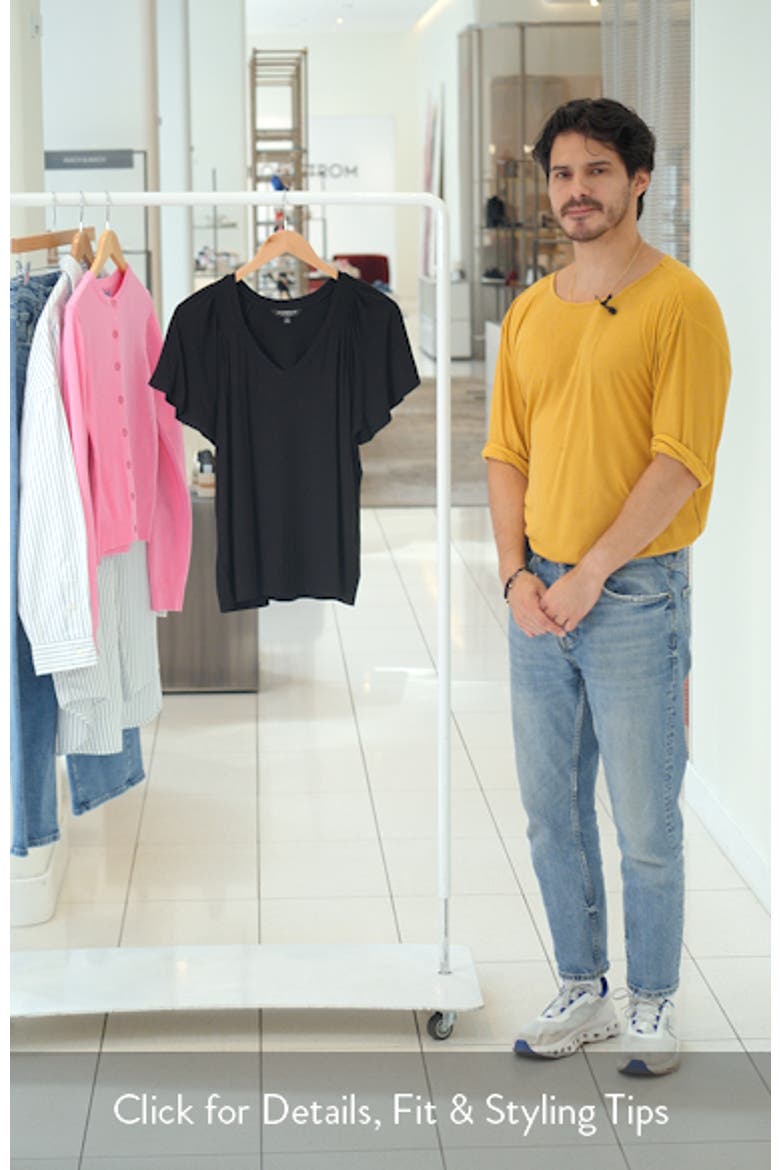 V-Neck Flutter Sleeve Jersey Top video