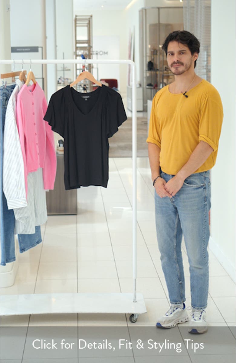 V-Neck Flutter Sleeve Jersey Top, sales video thumbnail