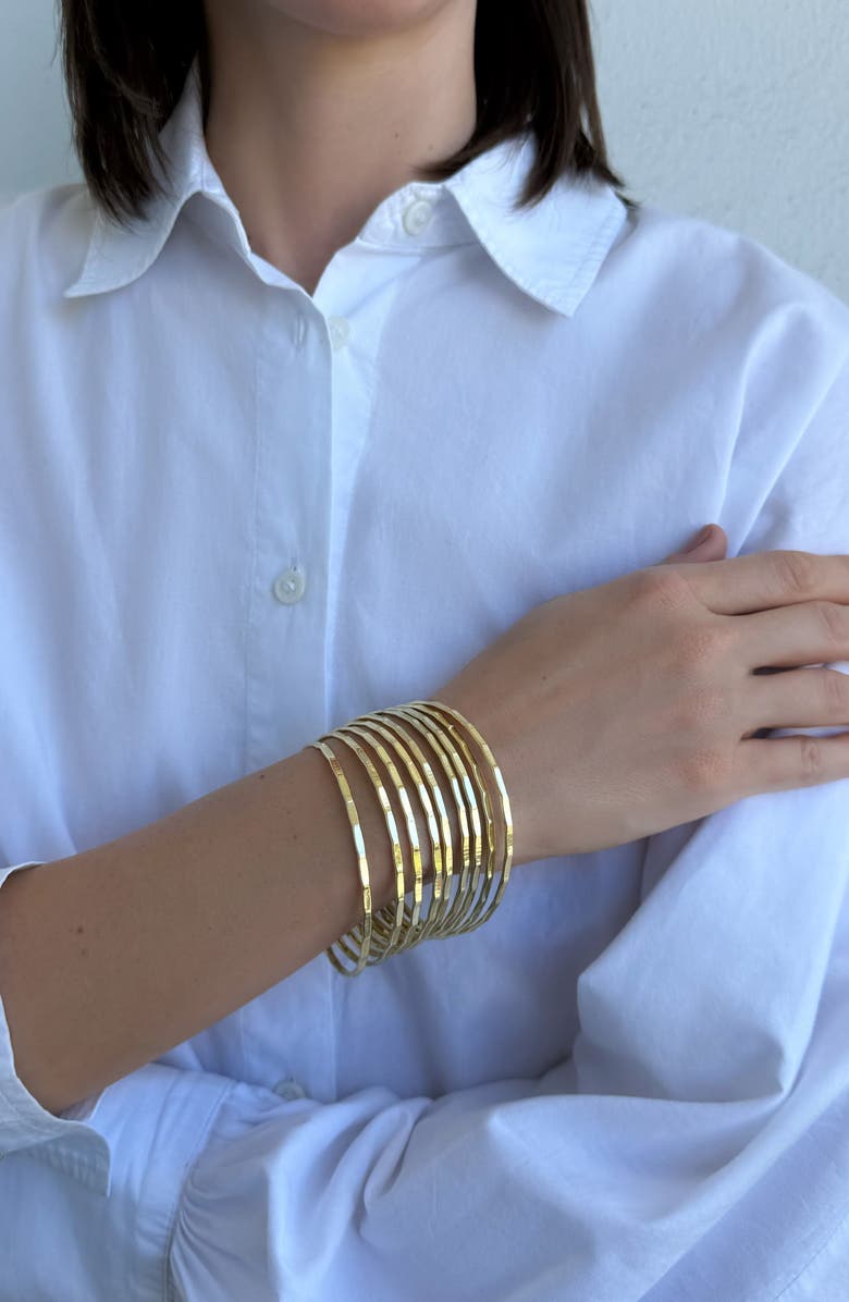 Adornia Set of 9 Thin Bangle Bracelets, Alternate, color, Gold