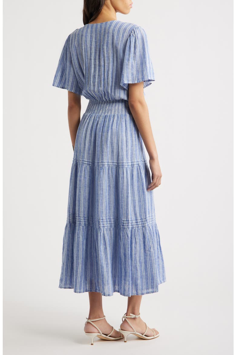 Cannes Stripe Linen Blend Dress, Alternate, color, LAKE VIEW STRIPE