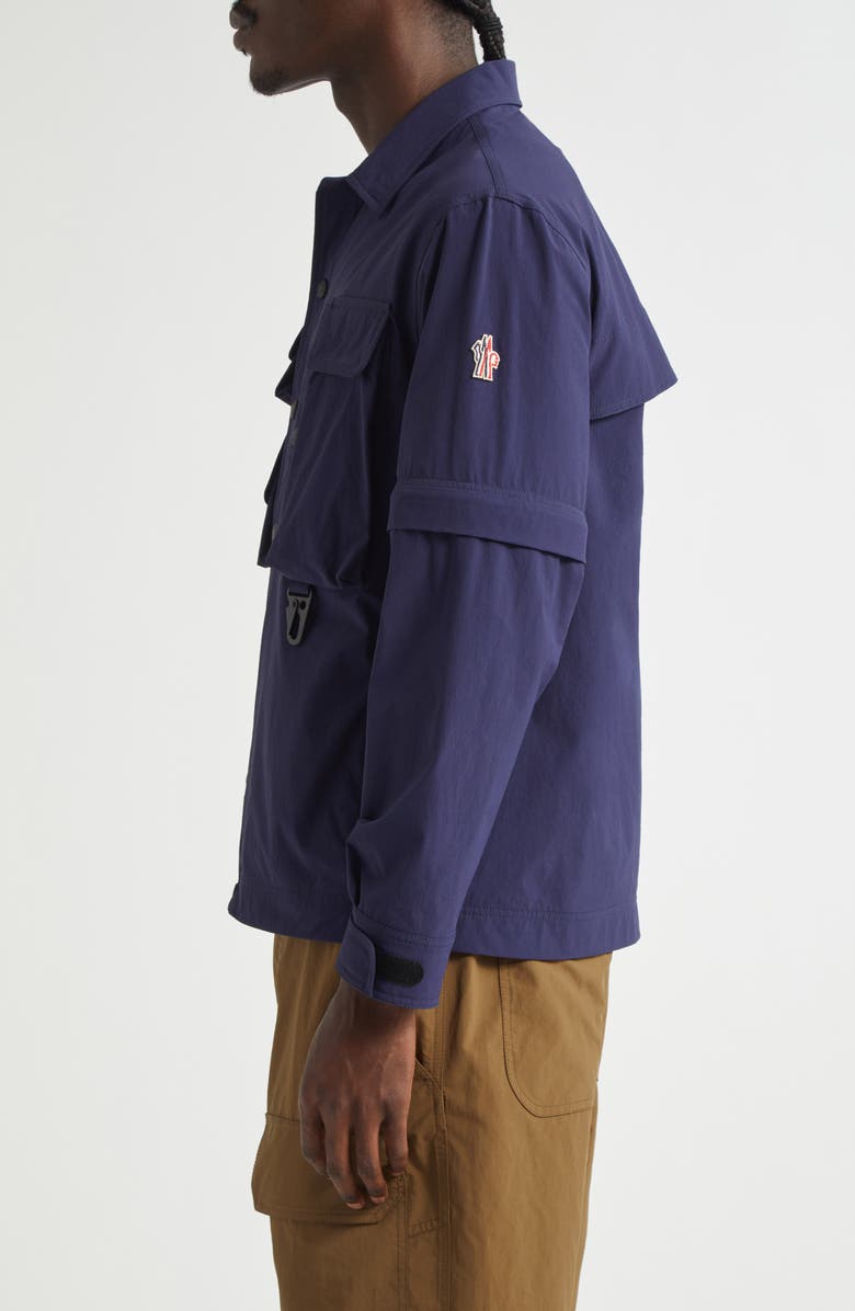 Moncler Tara Stretch Nylon Utility Shirt Jacket, Alternate, color, Navy Blue