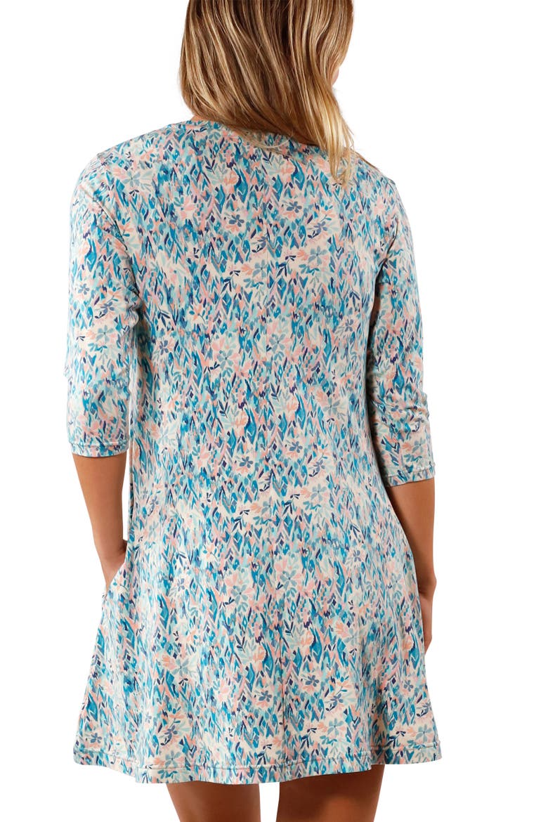 3/4 Sleeve Swing Dress, Alternate, color, River Painted Eden