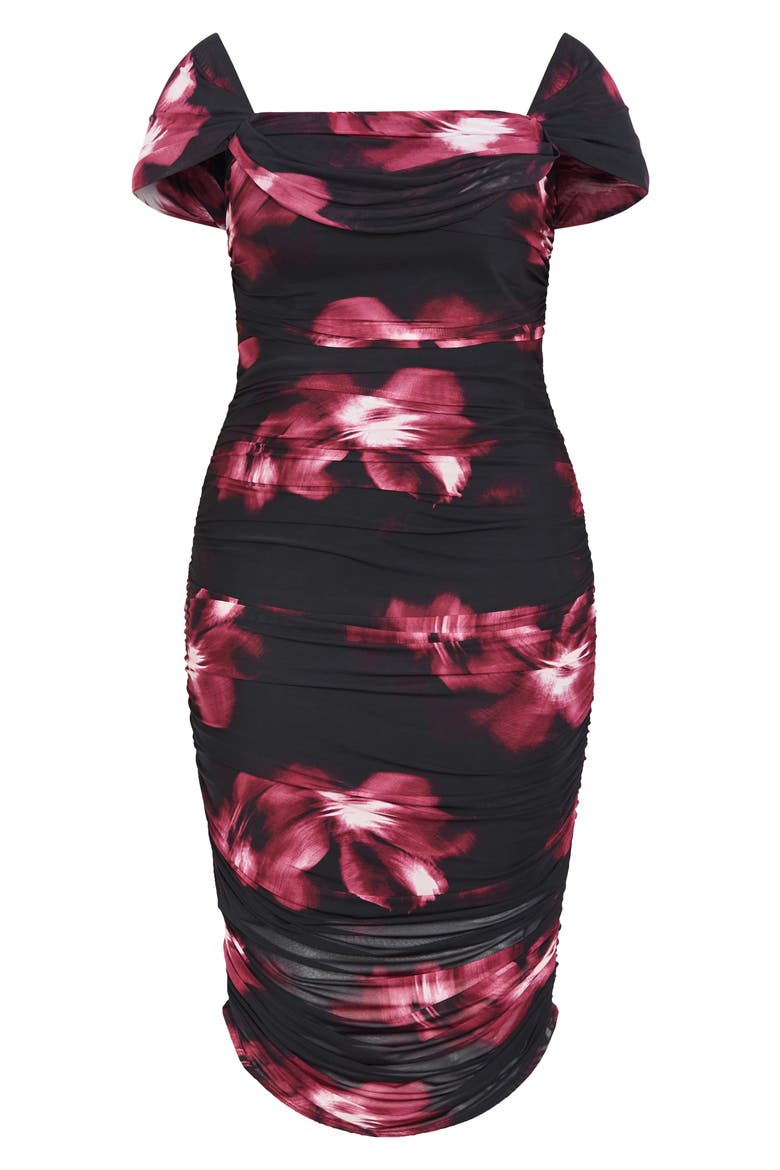Floral Print Off the Shoulder Dress, Alternate, color, CHERRY FLORAL