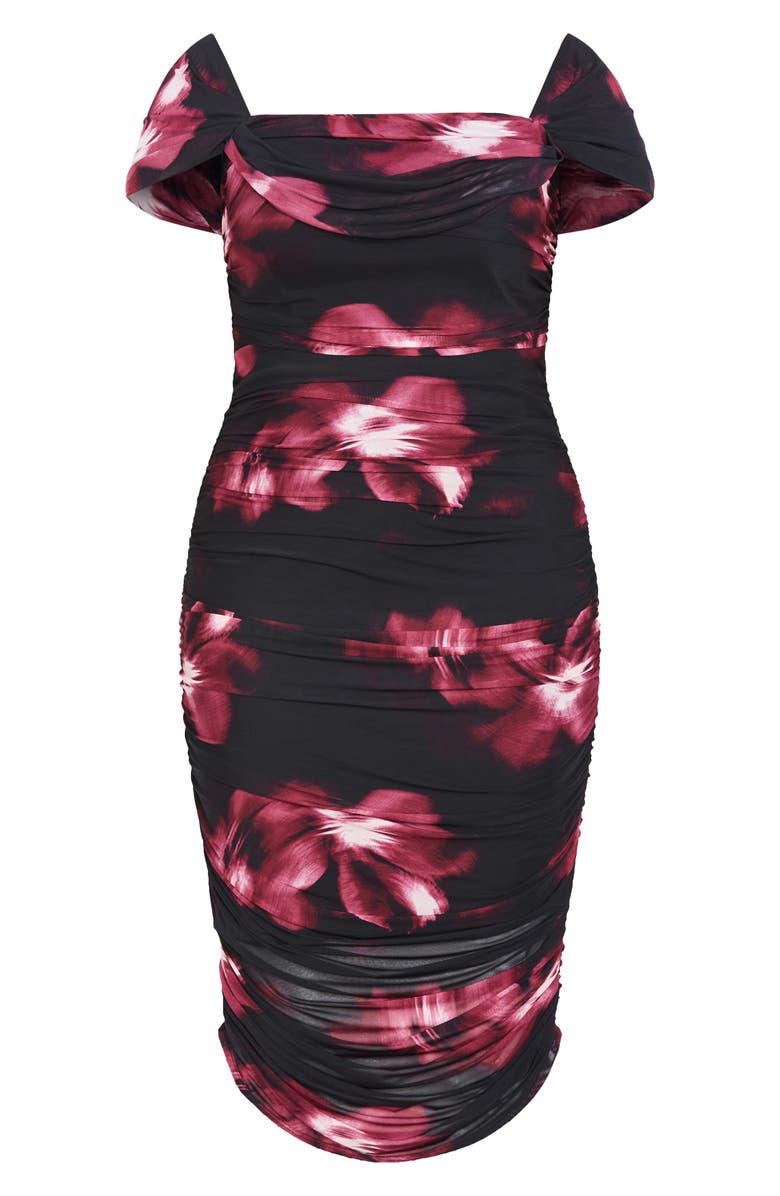 City Chic Floral Print Off the Shoulder Dress, Alternate, color, Cherry Floral