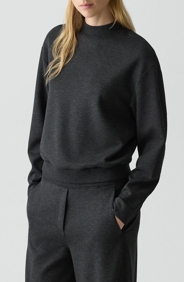 Theory Mock Neck Sweatshirt, Alternate, color, Charcoal Melange