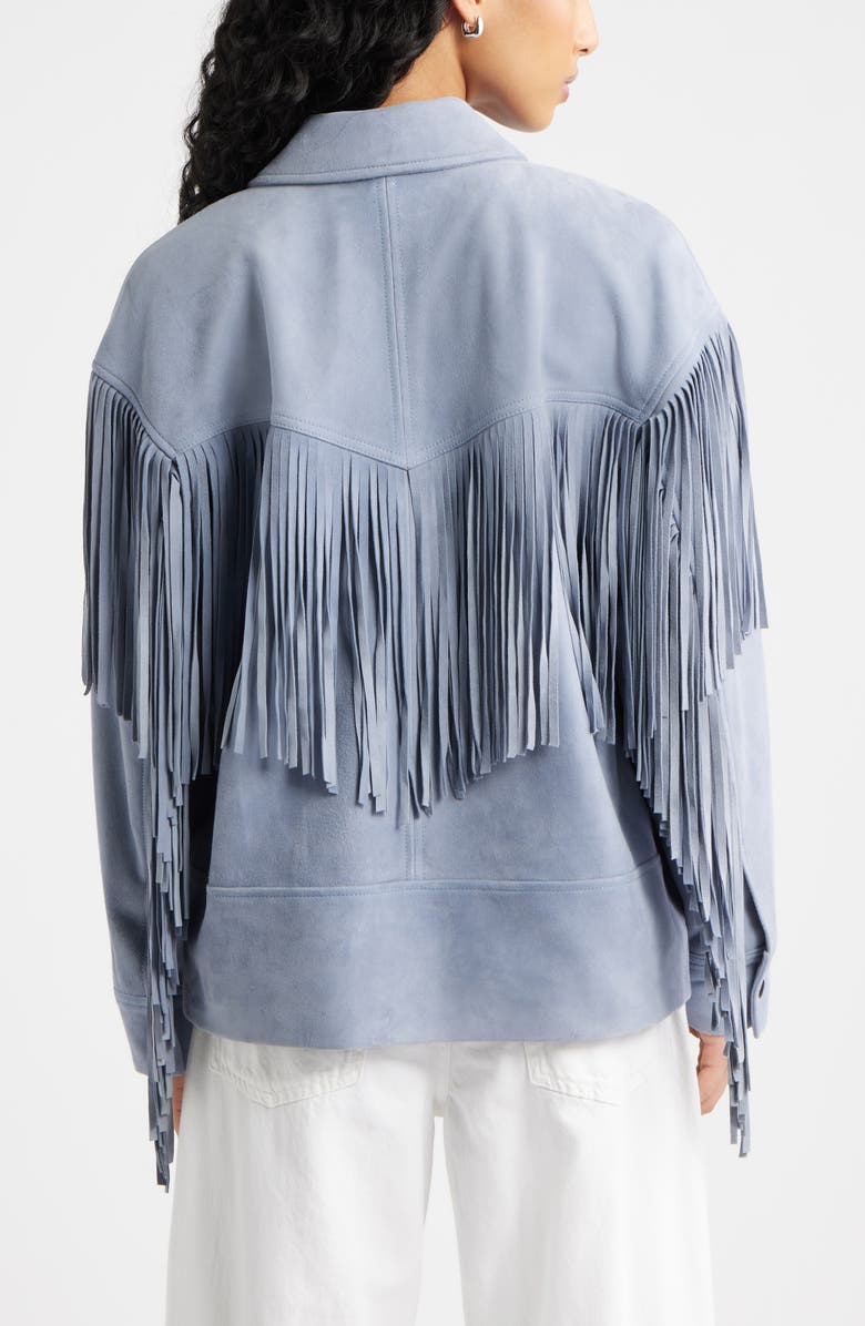Open Edit Fringe Suede Jacket, Alternate, color, Blue Umbra