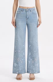 Bayeas Embroidered High Waist Wide Leg Jeans