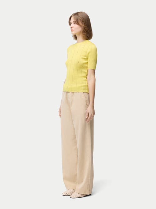 Gobi Mongolian Cashmere Ajour-knit Cashmere Silk Top In Blazzing Yellow