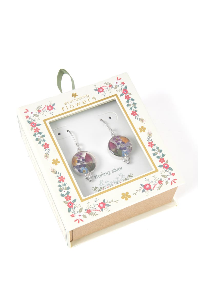 Dried Flower Resin Drop Earrings, Alternate, color, SILVER