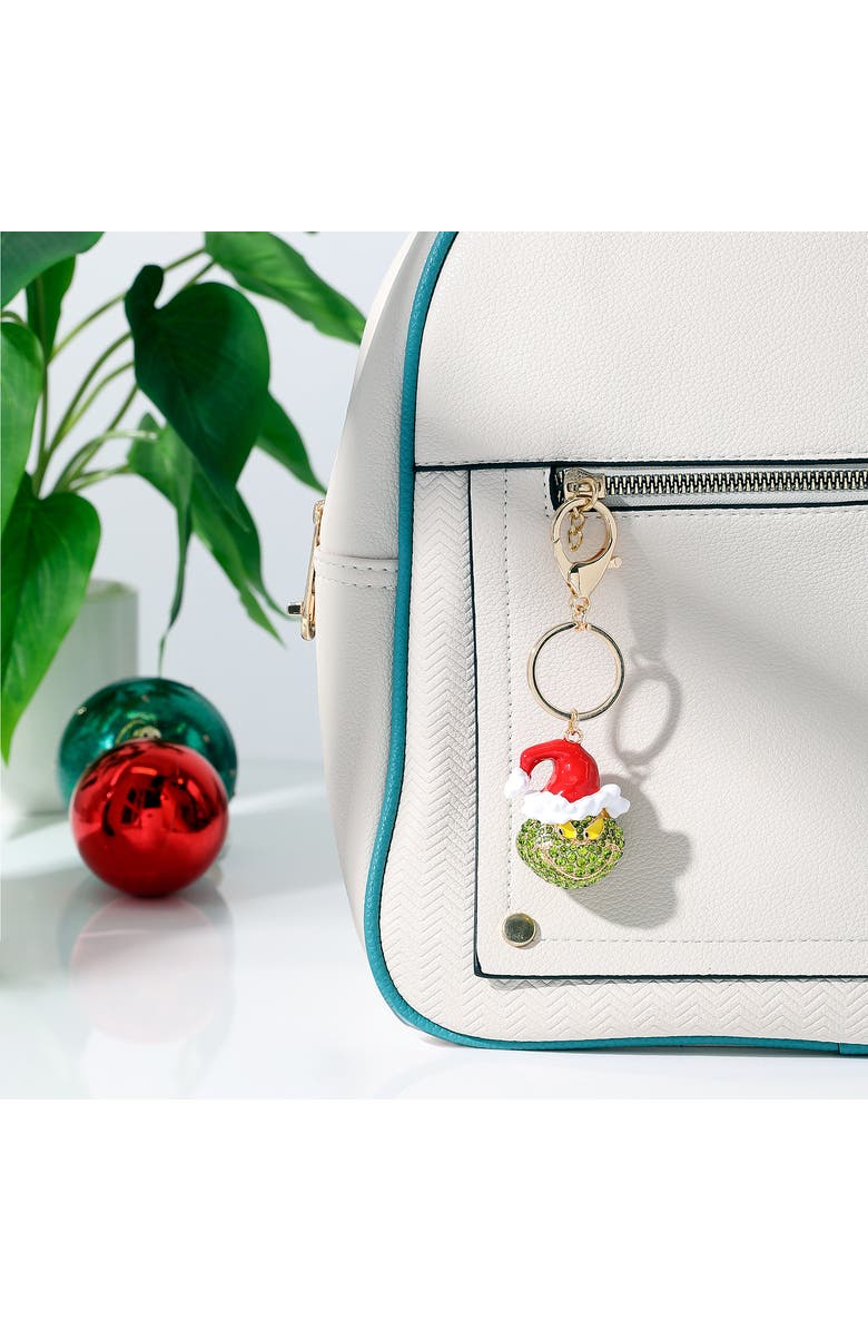 Dr. Seuss The Grinch Crystal Keychain with Santa Hat, Gold‑Tone, Alternate, color, Multi